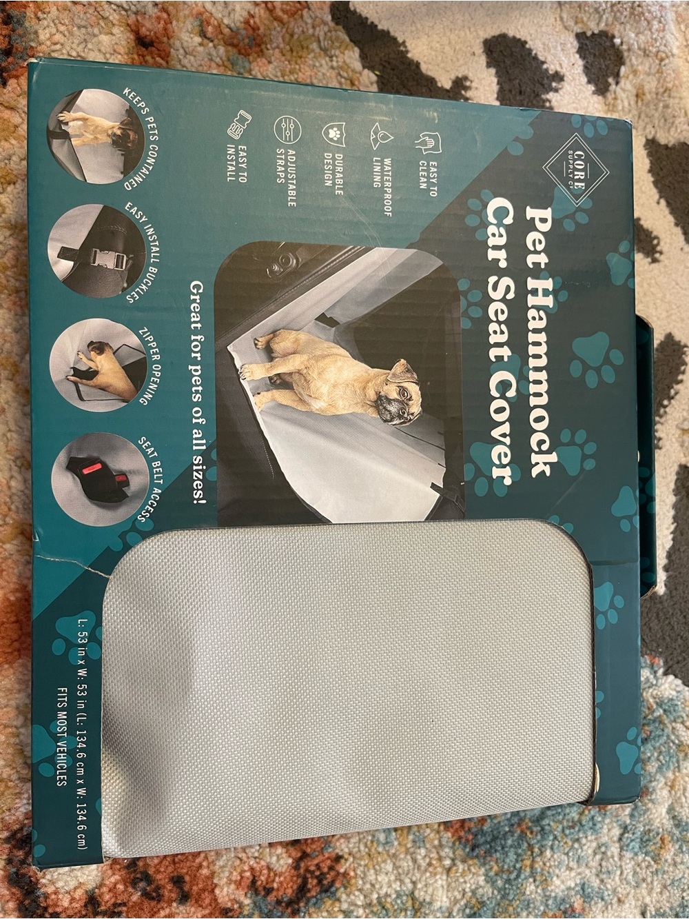 Pet Hammock Car Seat Cover - Light Gray
